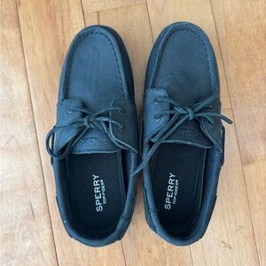 Kids Sperry Black Top-Siders with Suede Finish and Laces Size 5M/UK 4 LIKE NEW
